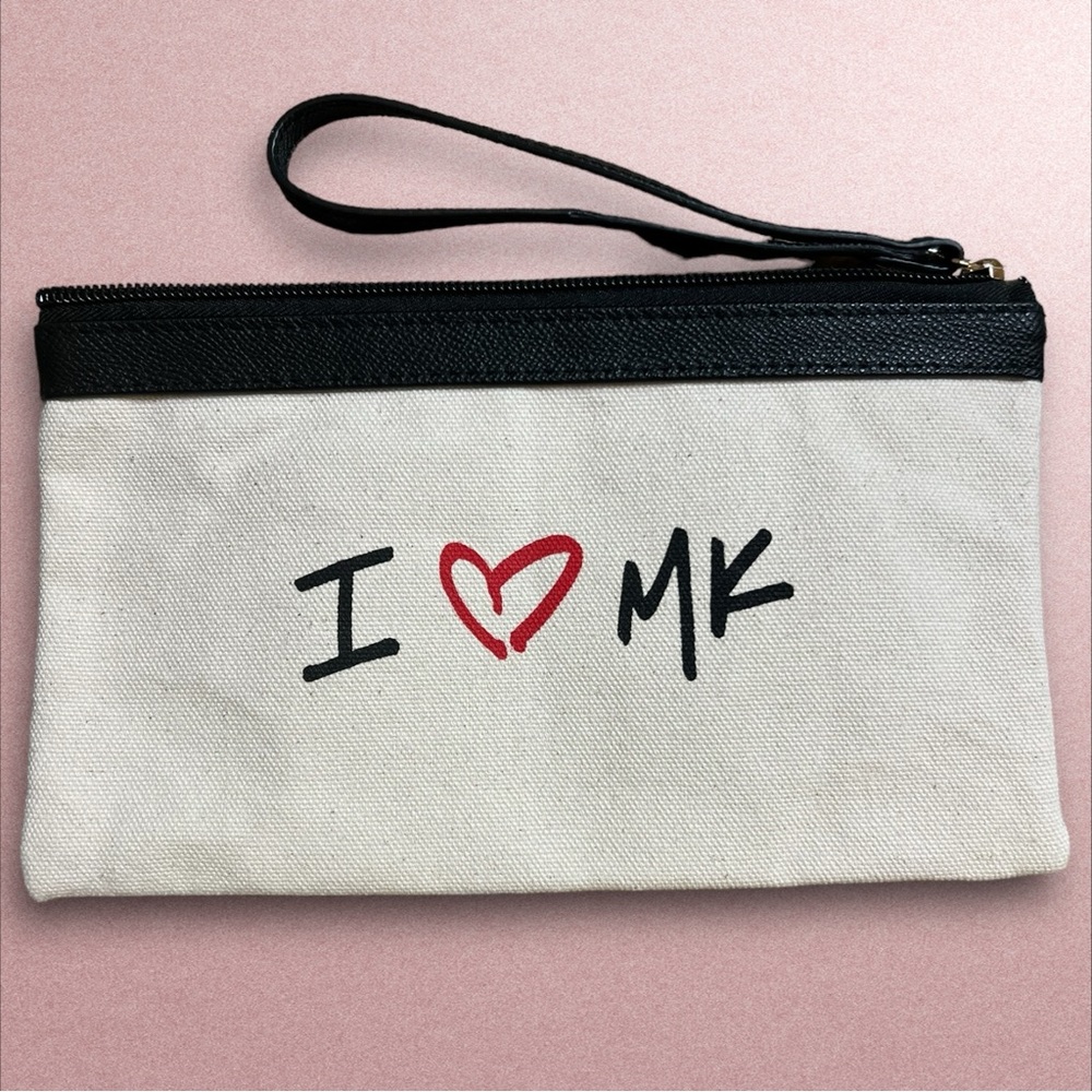 Michael Kors Printed I love MK Cosmetic Pouch Canvas Wristlet